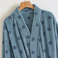 Floral Coral Fleece V-neck Wrap Bath Robe - image 12