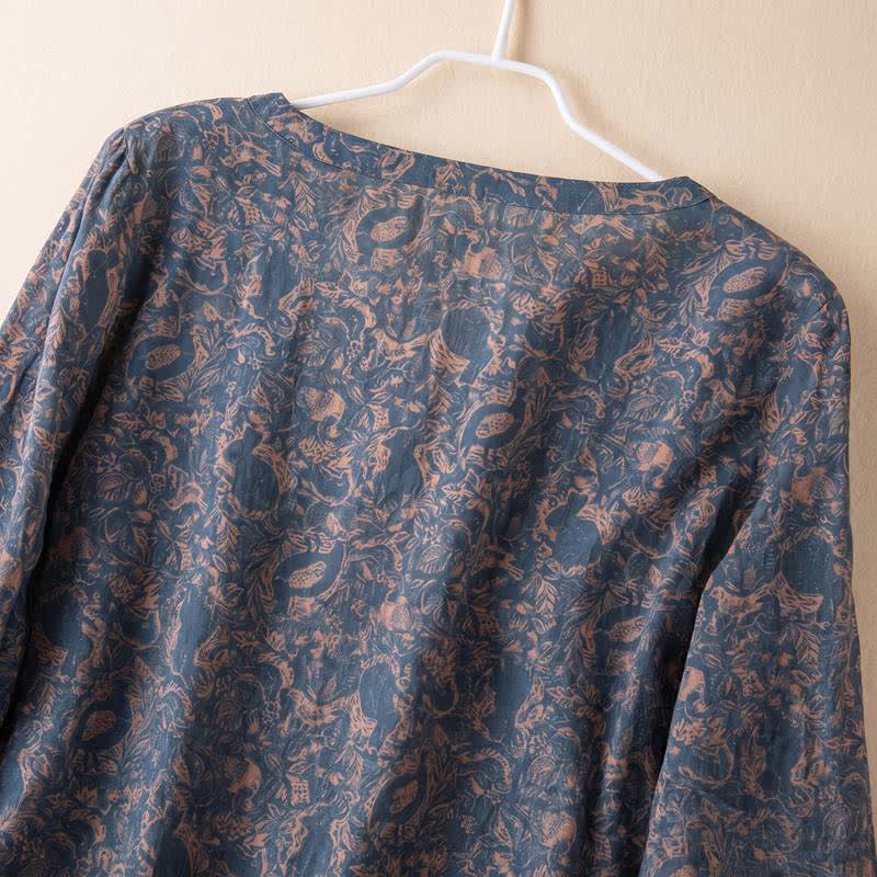 Retro Botanical Cotton Lounge Blouse - image 2