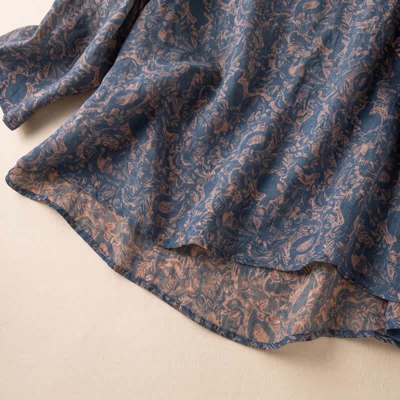 Retro Botanical Cotton Lounge Blouse - image 3