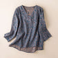Retro Botanical Cotton Lounge Blouse - image 0