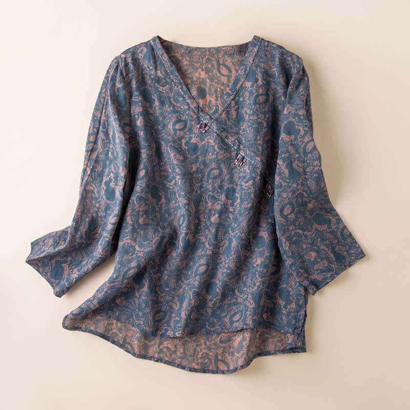 Retro Botanical Cotton Lounge Blouse - image 0