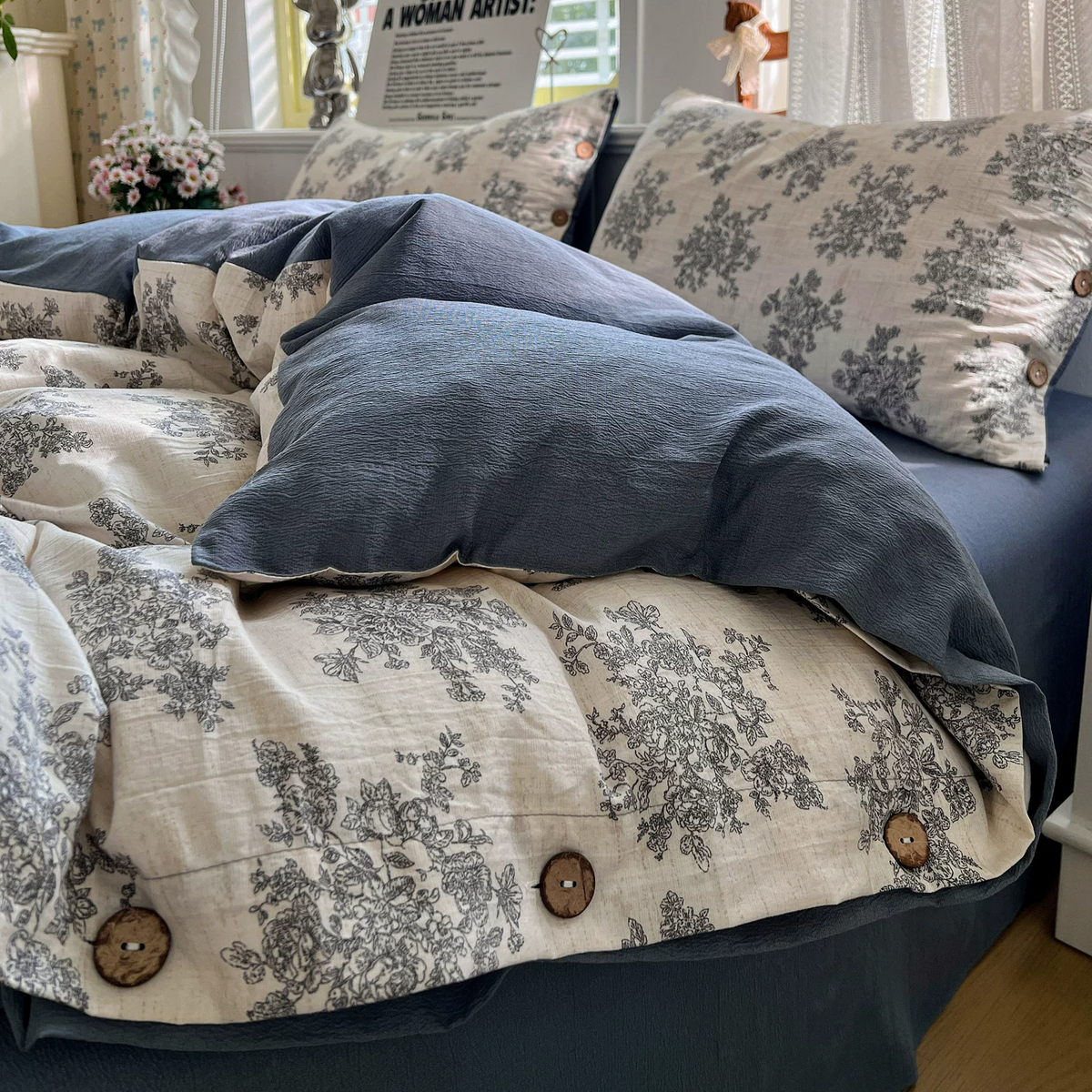 Vintage Botanical Linen Cotton Bedding Set - image 2