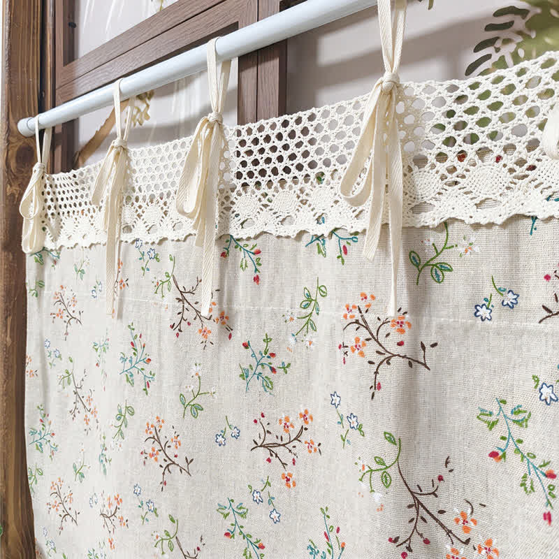 Gardenia Floral Tie-Up Cafe Curtain - image 6