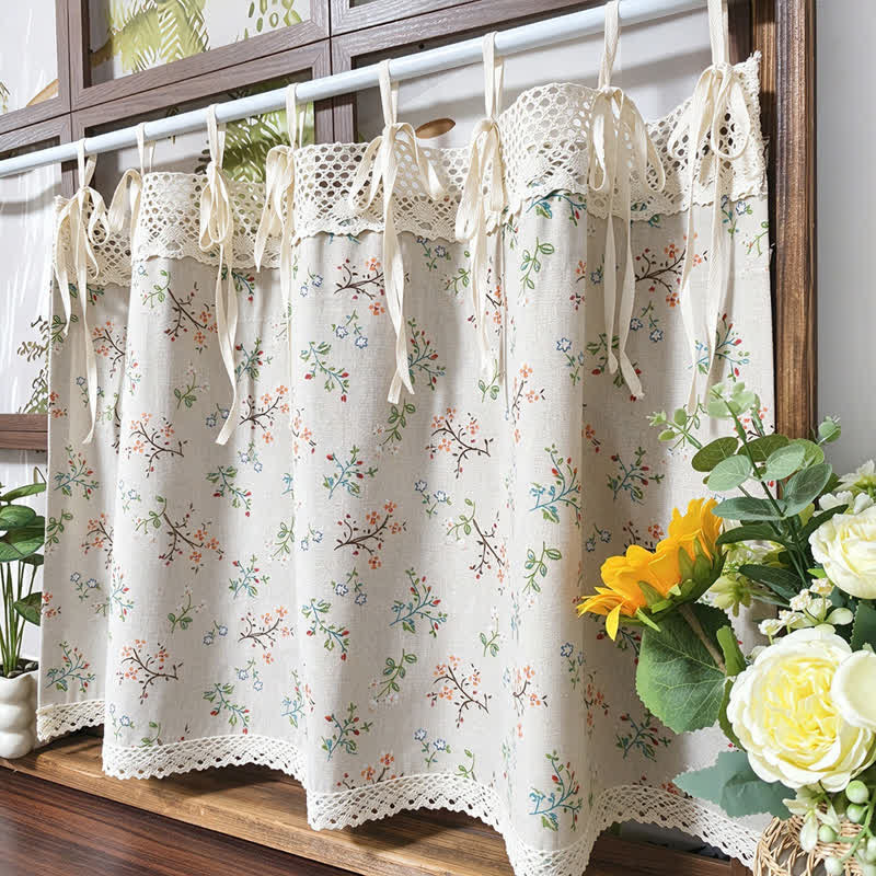 Gardenia Floral Tie-Up Cafe Curtain - 55" x 47" - image 0