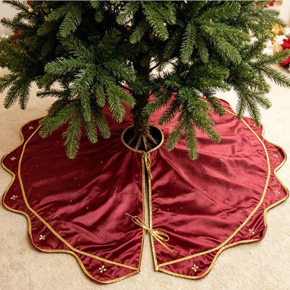 Burgundy Velvet Flower Petal Christmas Tree Skirt - 4PCS - 48" - image 0