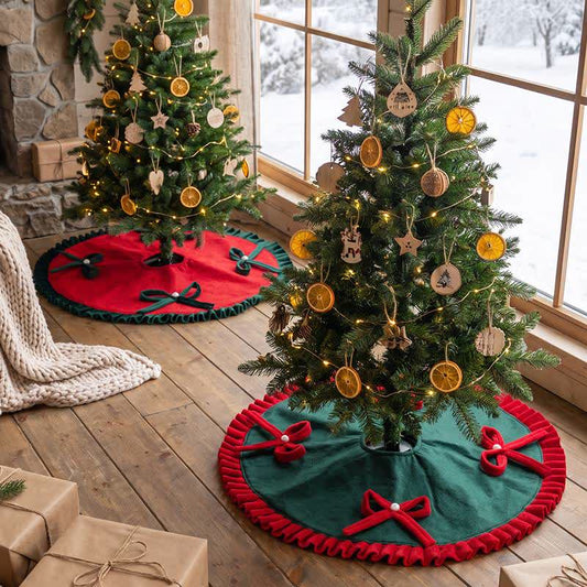 Christmas Tree Skirt with Pearl Bow Accents - image 0