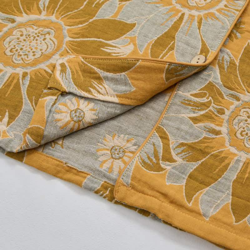 Retro Sunflower Cotton Loungewear Pajama Set - image 6