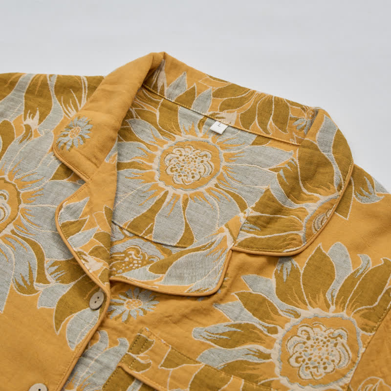 Retro Sunflower Cotton Loungewear Pajama Set - image 2