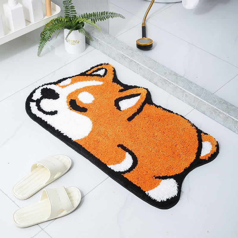 Cartoon Corgi Absorbent Decorative Bath Mat