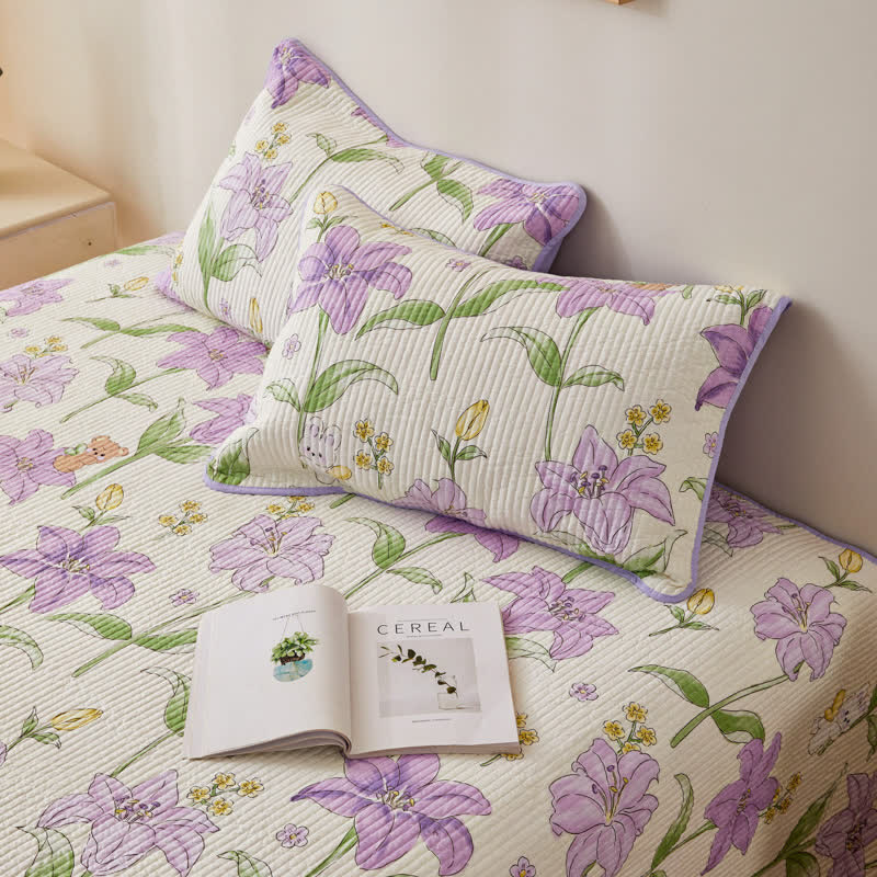 Quilted Pure Cotton Rural Lily Bedding