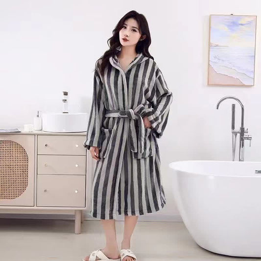 Modern Line Comfy Fleece Hooded Bathrobe