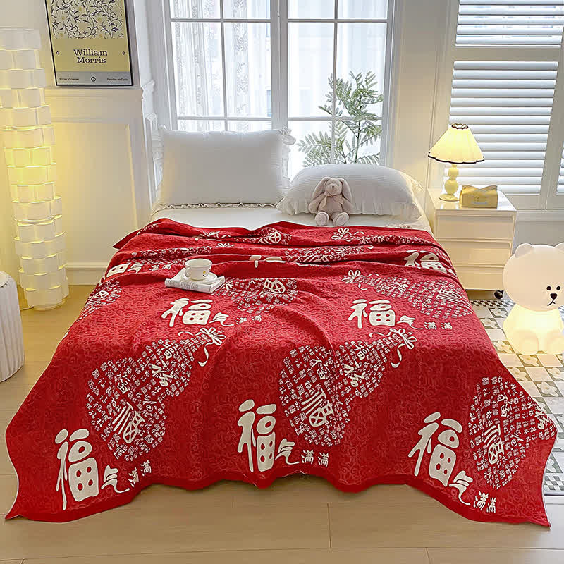 Cotton Gauze Oriental Fu Towel Quilt