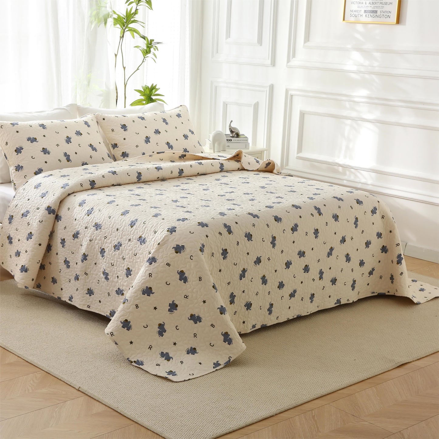 Cute Elephant Quilted Pure Cotton Bedding