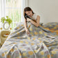 Cotton Gauze Jacquard Leaf Reversible Quilt