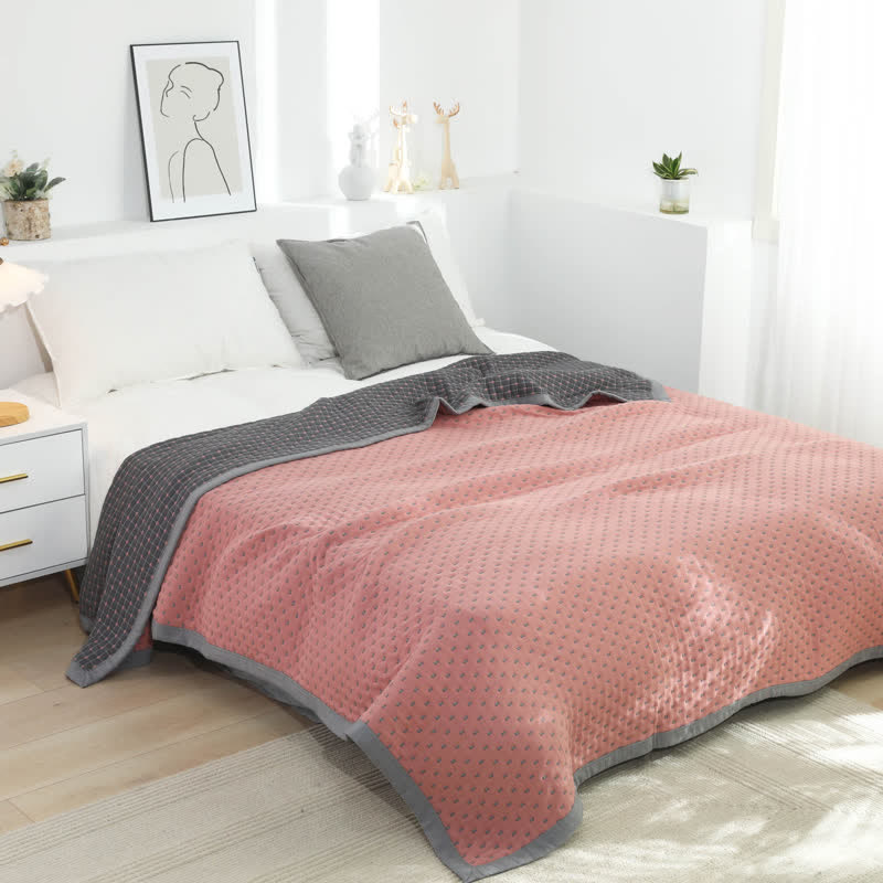 Grid Soft Pure Cotton Reversible Quilt