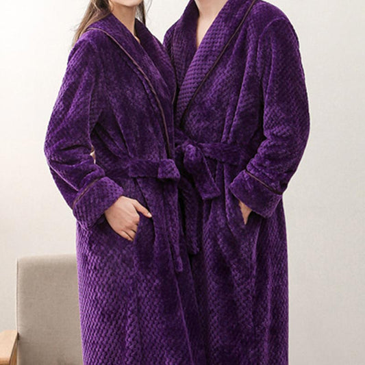 Ownkoti Puffy Fleece Pajama Long Bathrobe - Purple - Men: 3XL - image 1