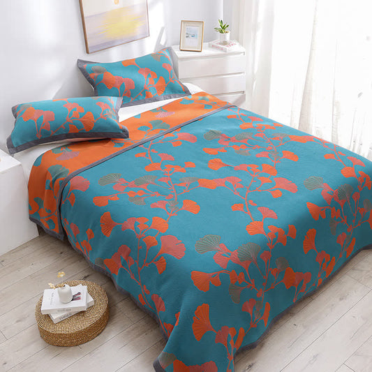 Ginkgo Leaf Soft Cotton Reversible Quilt