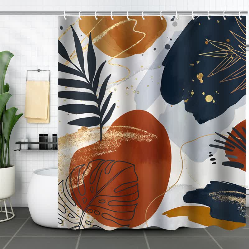 Abstract Leaves Waterproof Shower Curtain