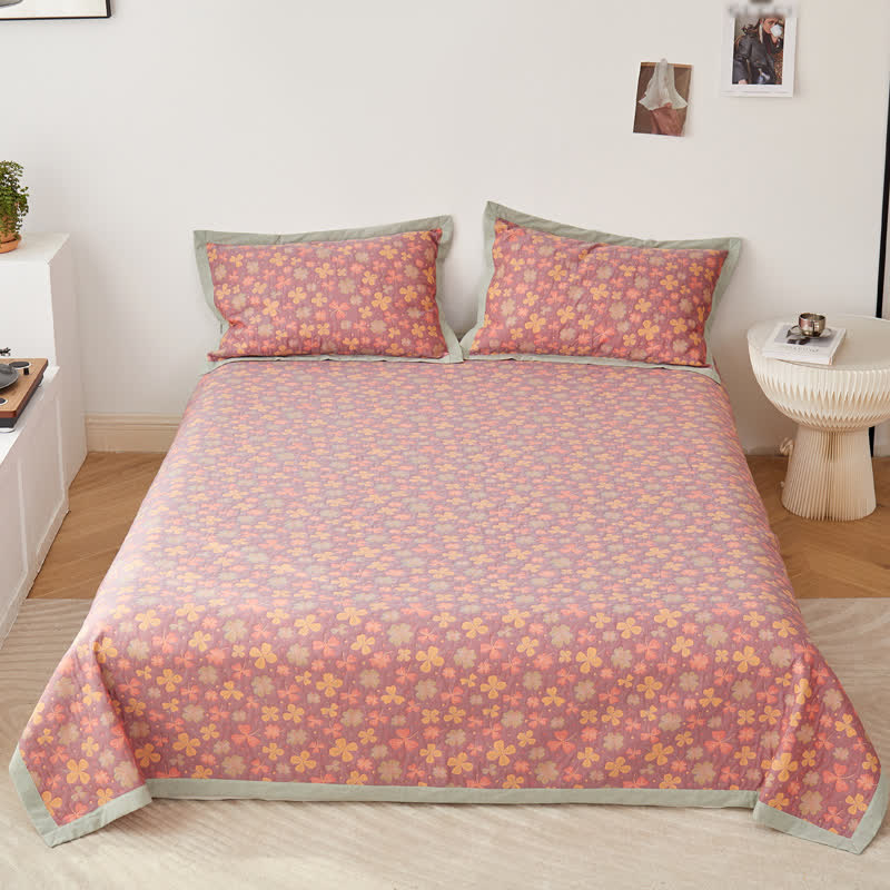 Rural Four Leaf Clover Cotton Gauze Soft Quilt