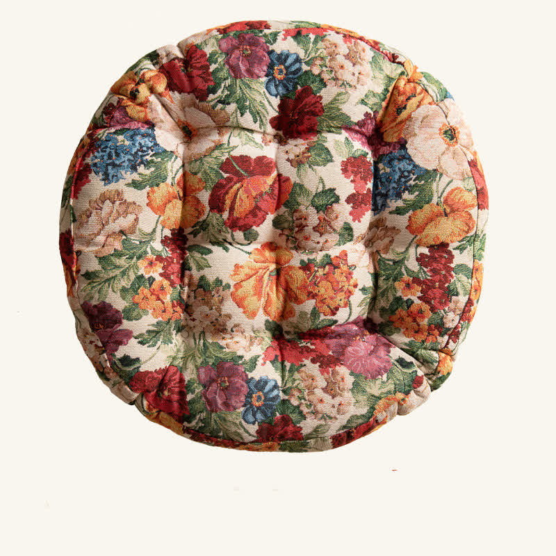 Round Shape Floral Chair Pad Floor Cushion