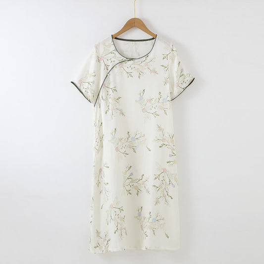 Bamboo Fiber Floral Short Sleeve Nightdress