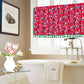 Red Flower Print Tassel Tier Curtain