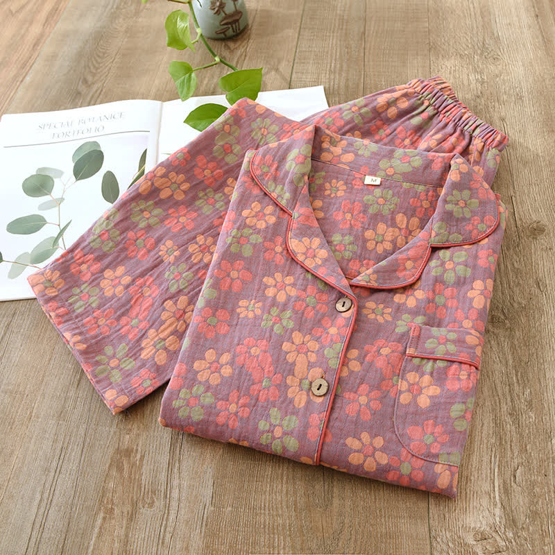 Cotton Gauze Long Sleeves Pajama Set - image 6