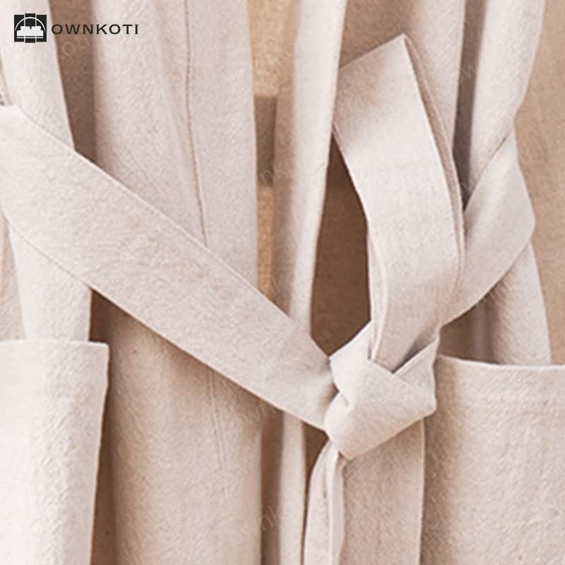Ownkoti Soft V-Neck Bathrobe Sleepwear with Pockets