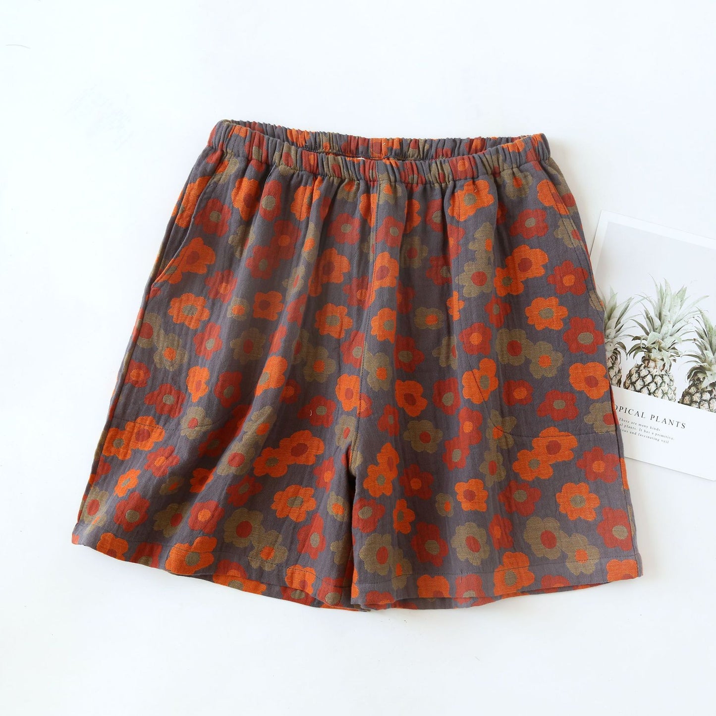 Floral Cotton Gauze Soft Pajama Shorts