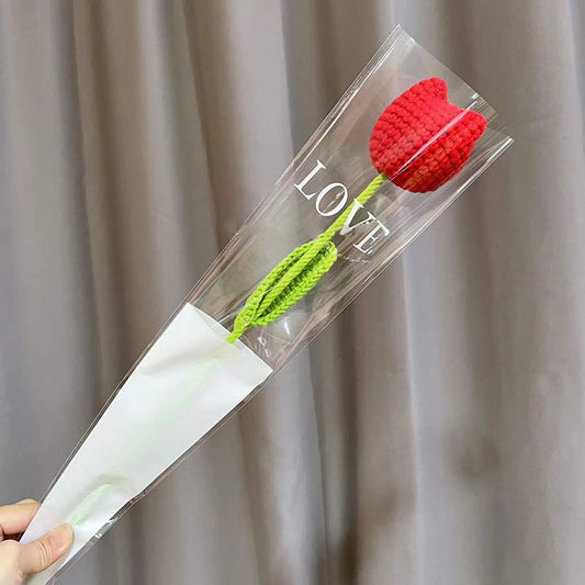 Knitted Handmade Crochet Tulip - Red - 1PC - image 1