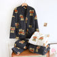 V-neck Cute Bear Soft Flannel Pajama Set