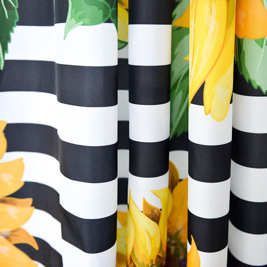 Pastoral Style Striped Sunflower Shower Curtain