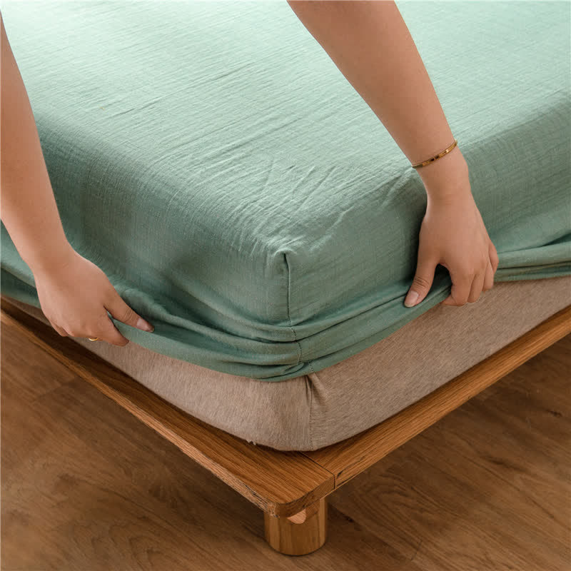 Solid Color Cotton Gauze Fitted Sheet