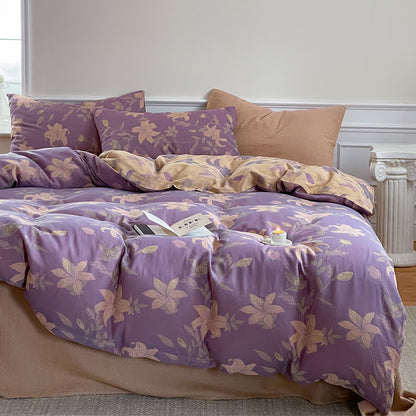 Floral Lily Cotton Gauze Bedding Set (4PCS)