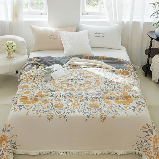 Double-sided Jacquard Floral Cotton Gauze Quilt