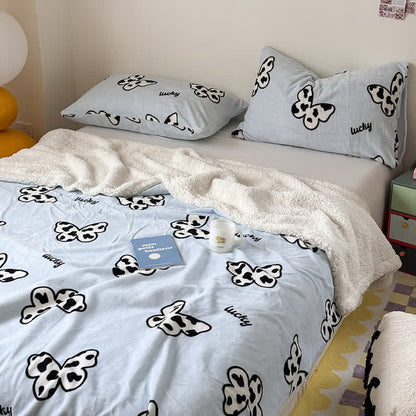 Cute Butterfly Sherpa Duvet Cover Blanket