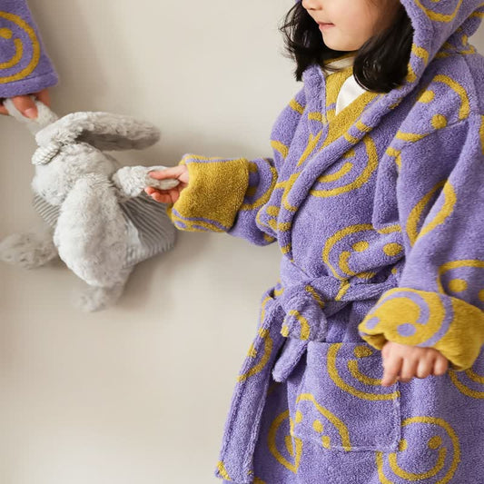 Smiling Face Cotton Hoodied Bathrobe - image 1