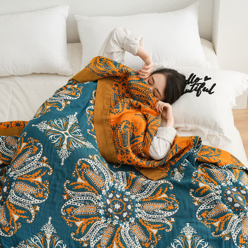Flower Cotton Gauze Quilt Reversible Blanket - image 8