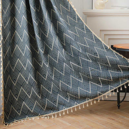 Rustic Retro Striped Wave Blackout Curtain