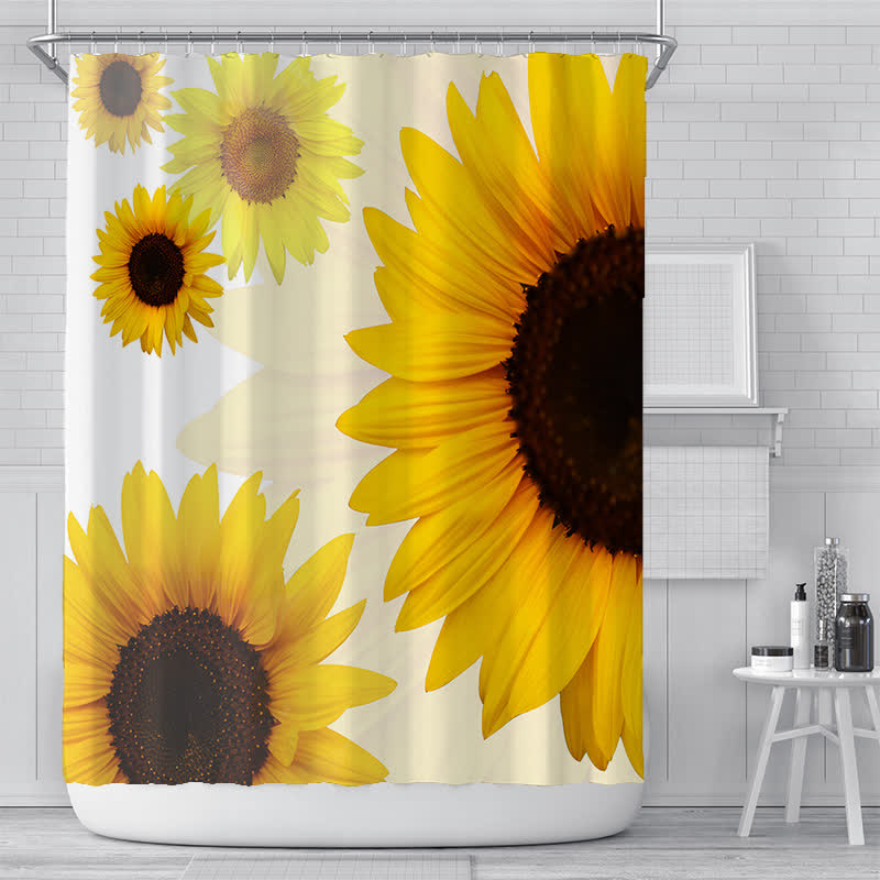 Pastoral Vivid Sunflower Waterproof Shower Curtain