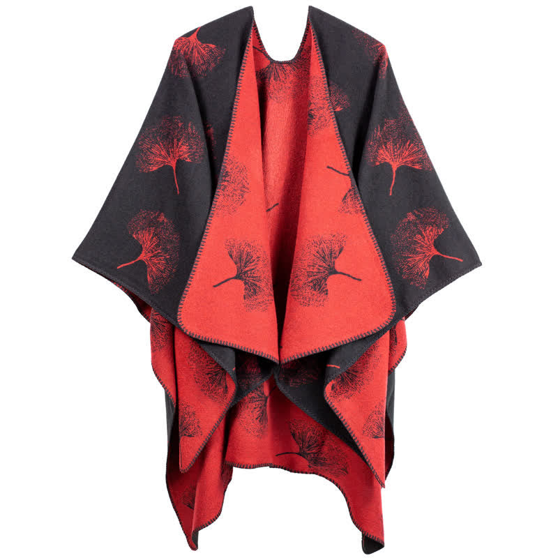 Luxurious Ginkgo Leaf Travel Shawl Cape