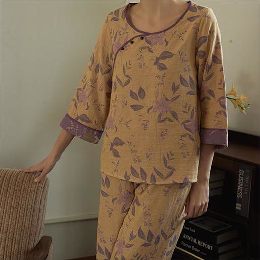 Cotton Gauze Floral Lily Pajama Set