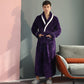 Thick Fleece Pajama Comfy Bathrobe - Purple - Men: XL - image 5