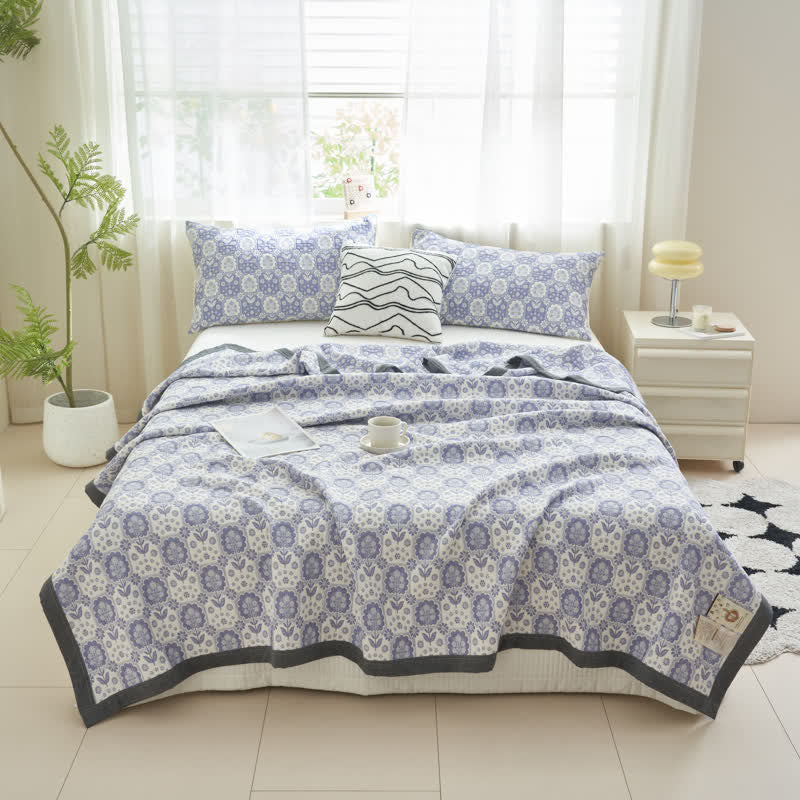 Summer Floral Cotton Gauze Soft Quilt