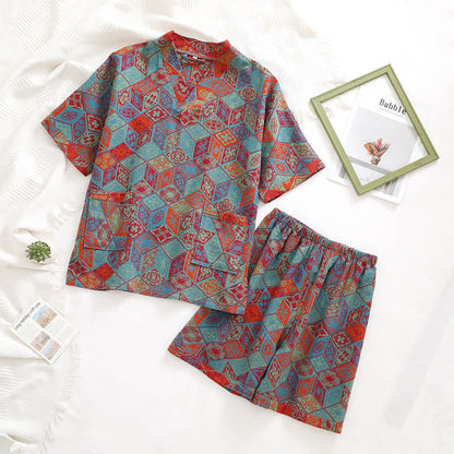 Double Layers Gauze Vintage Cotton Pajama Set