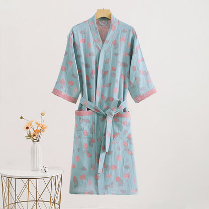 Cotton Gauze Elegant Shell Absorbent Bathrobe