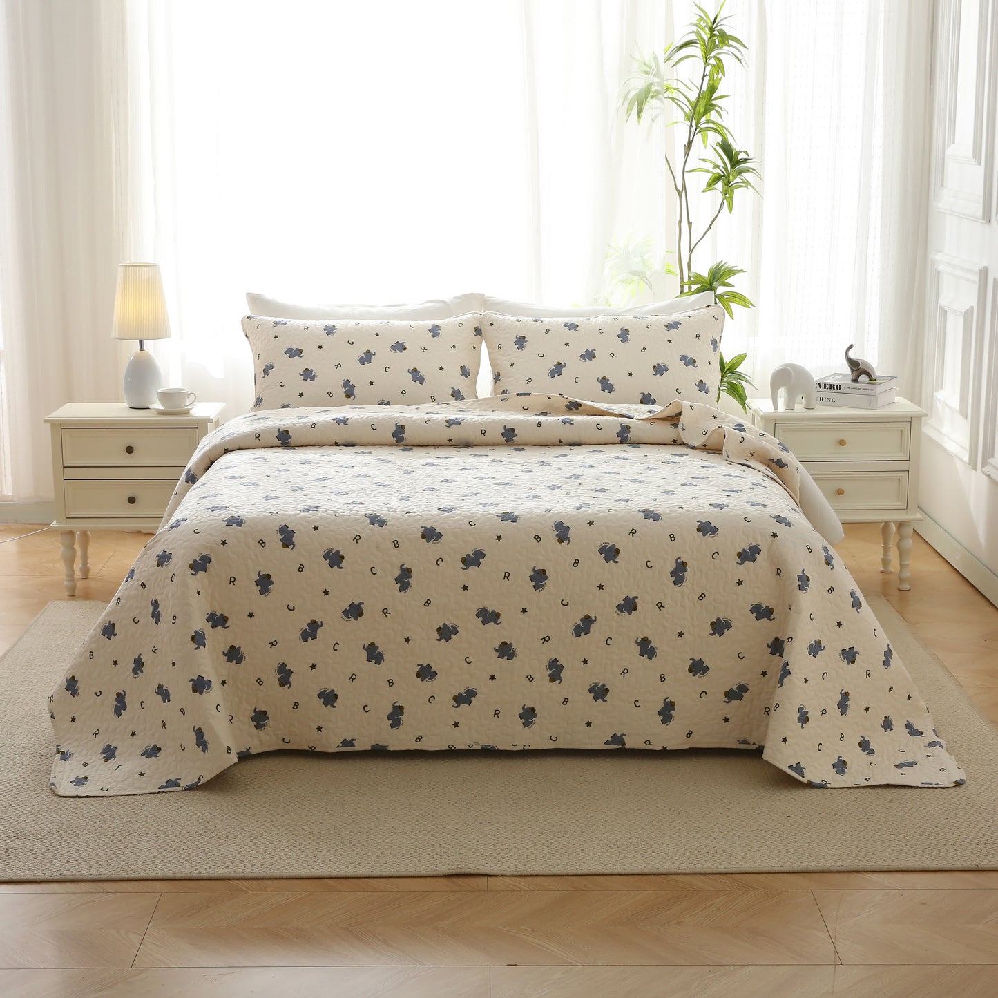 Cute Elephant Quilted Pure Cotton Bedding