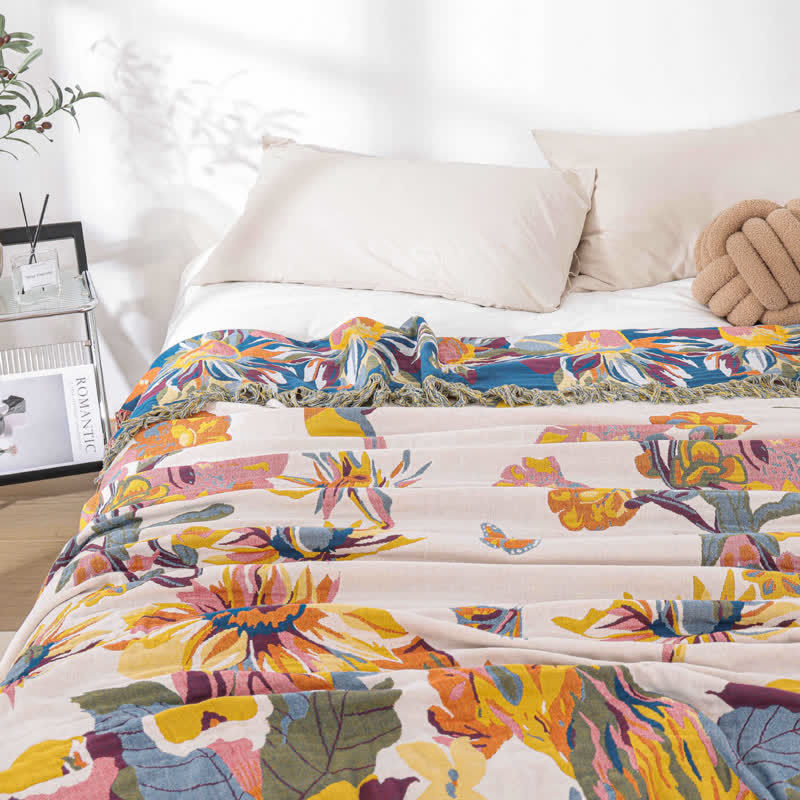 Soft Jacquard Floral Cotton Gauze Quilt