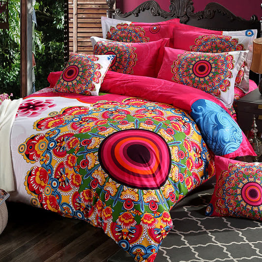 Boho Flower Pure Cotton Bedding Set (4PCS)