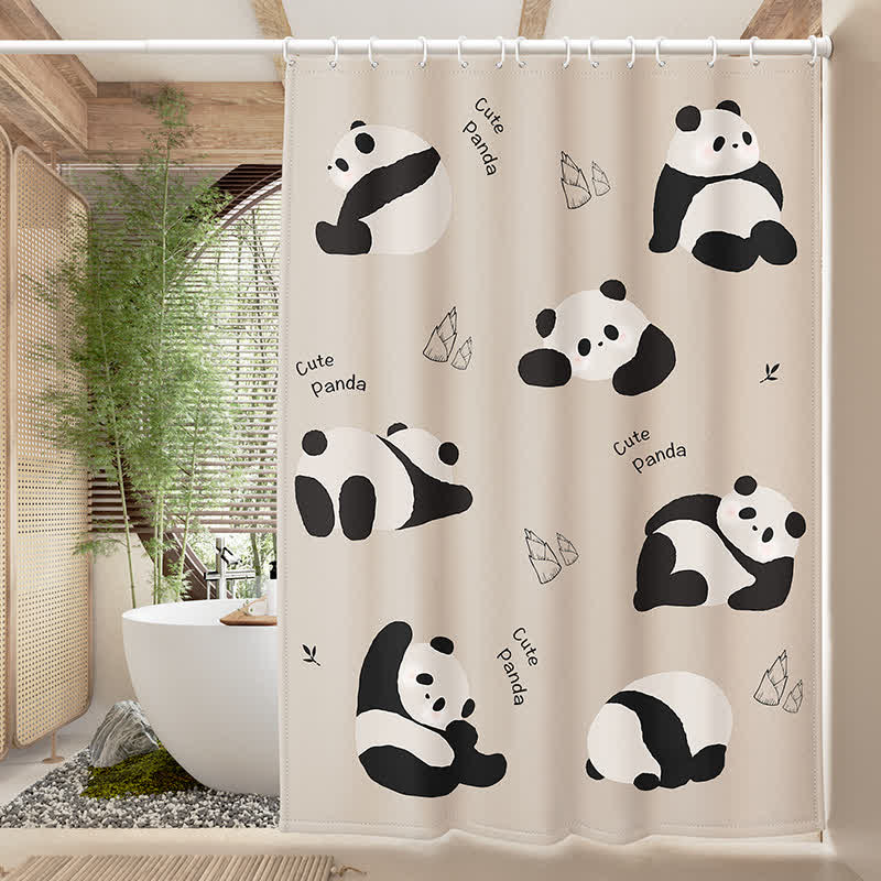 Chinese Cute Panda Waterproof Shower Curtain